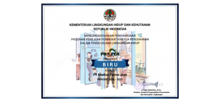 Medion Raih Peringkat Biru PROPER 2020 – 2021