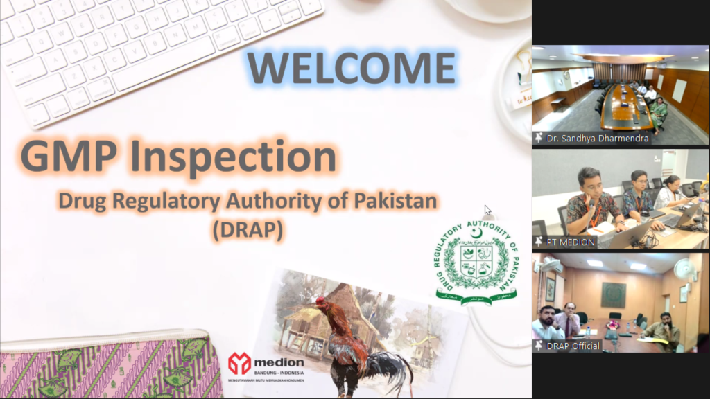 GMP Inspection secara Virtual dari Drug Regulatory Authority of Pakistan (DRAP) ke PT Medion Farma Jaya 1 Saat Inspeksi Berlangsung